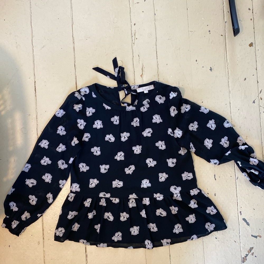 Loft Floral Blouse, peplum and tie back